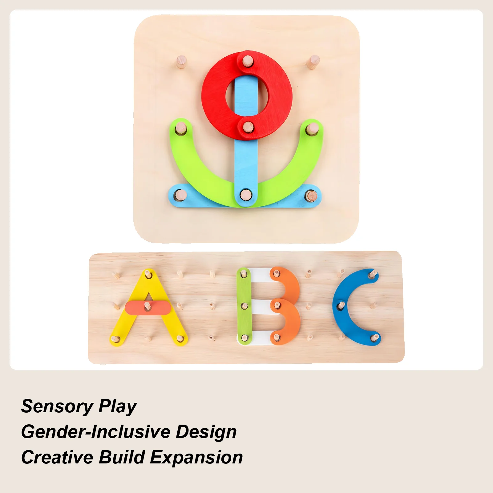 Puzzle Alphabet en bois, panneau perforé de couleurs assorties, jouets en forme de chiffres, motricité Fine, jouets éducatifs pour les tout-petits et les enfants