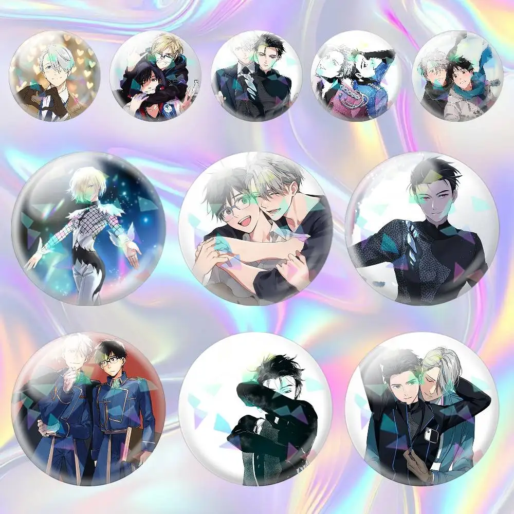 

Viktor Nikiforov and Yuri Yuri!!! on ICE 75mm 44mm 25mm Brooch Backpack Hat Pins Accessories Toys Badge