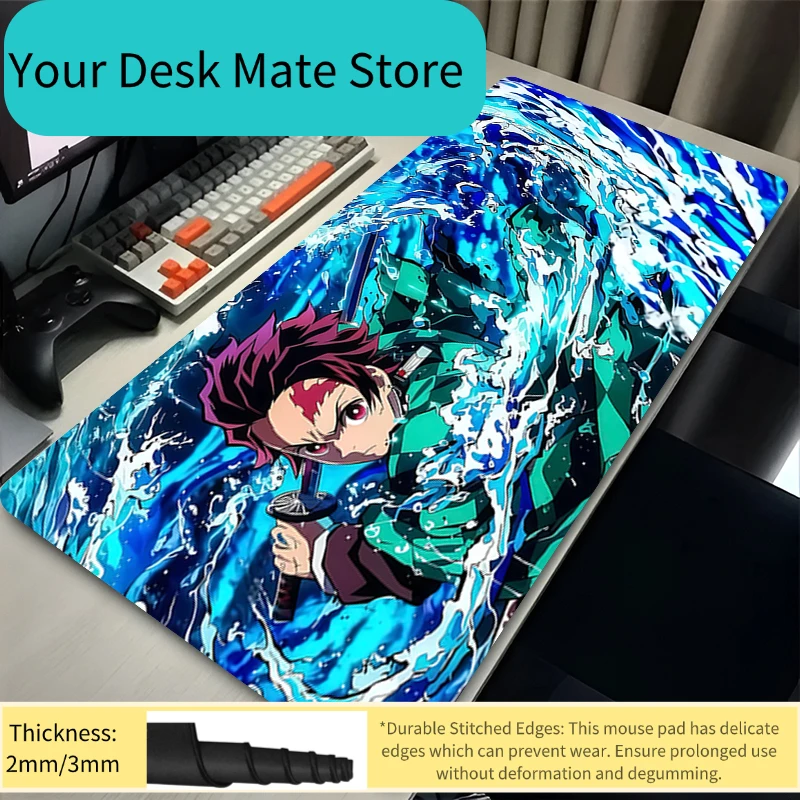 Anime MousePad Gamer New Large Custom Kamado Tanjiro Mousepad D-demon Slayer Desk Mat Office Computer Accessories Mouse Mat