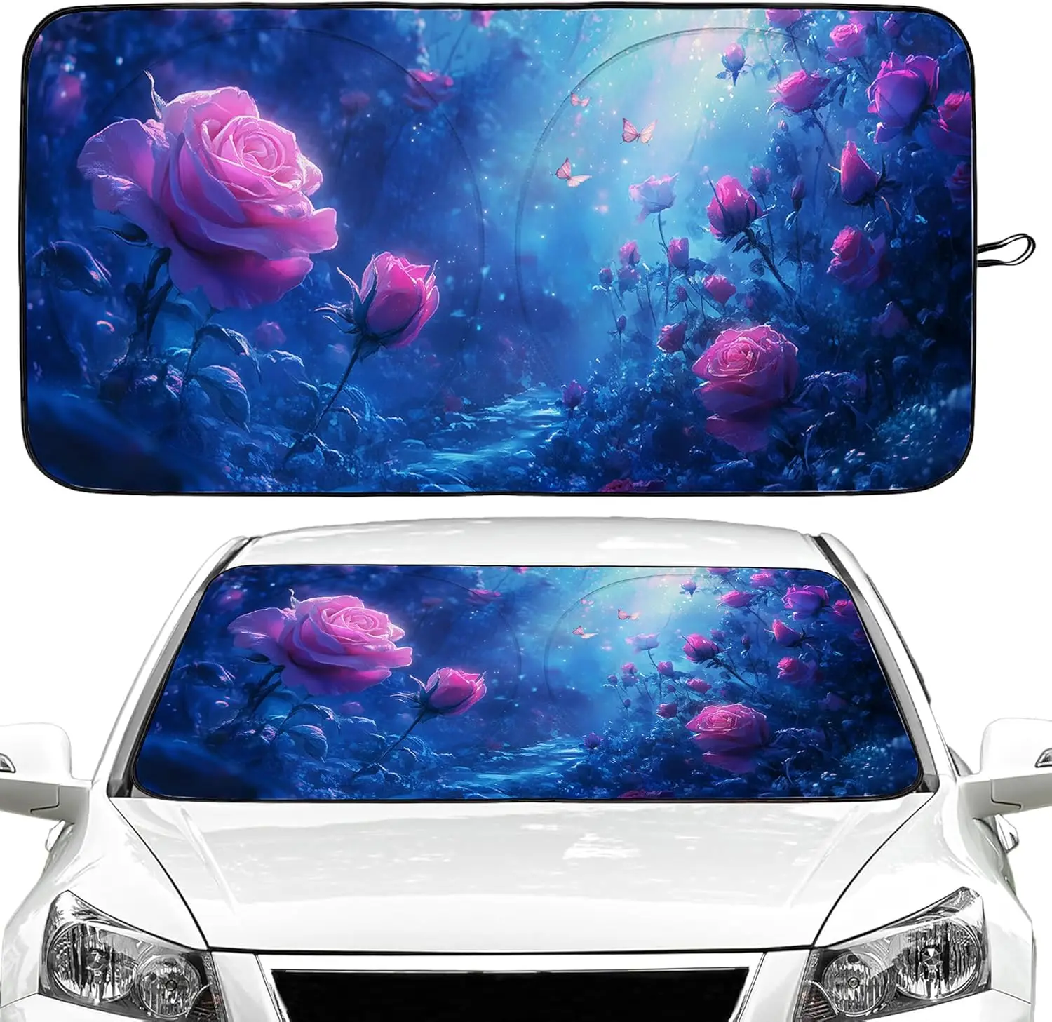 

Rose Car Windshield Sun Shade Foldable Sunshade Front Window Cover Sun Visor Protector Accessories for Truck SUV (59x27.5 inches