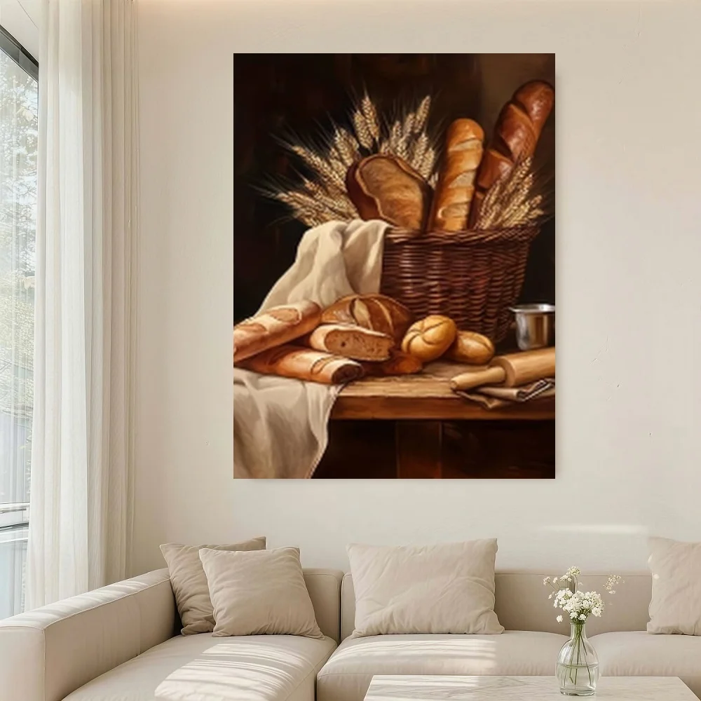 Framed 2D Flat, S 2D/Flat Print Framed Canvas And Poster, Ready To Hanging, Kitchen Food Country Bread, Home Decor, Wall Art, Ro view 4