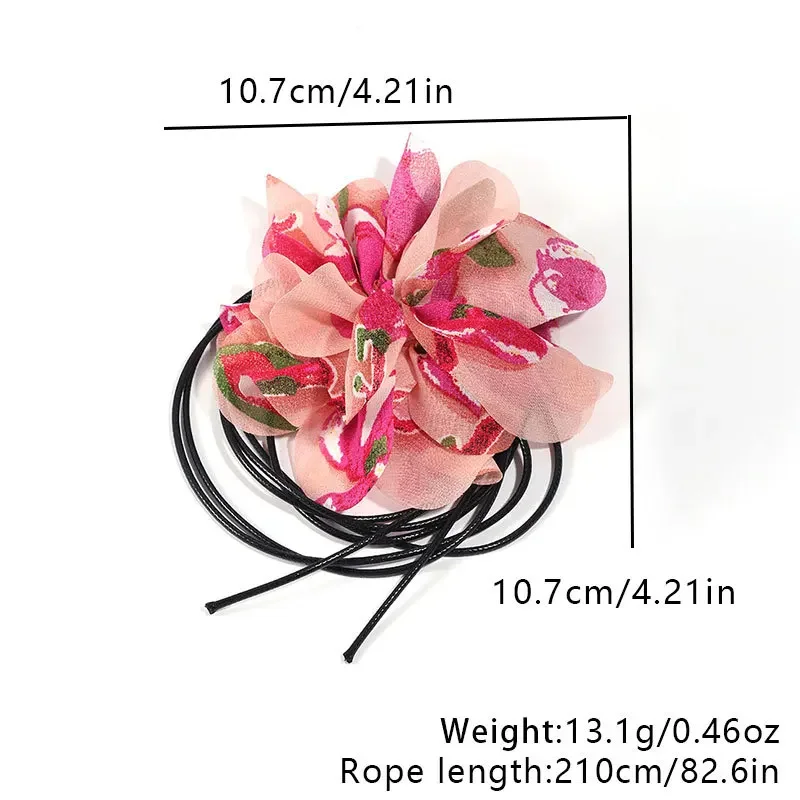 Vintage Goth Multicolor Leopard Print Flower Clavicle Chain Necklace for Women  Adjustable Bowknot Choker Dinner Party Jewelry