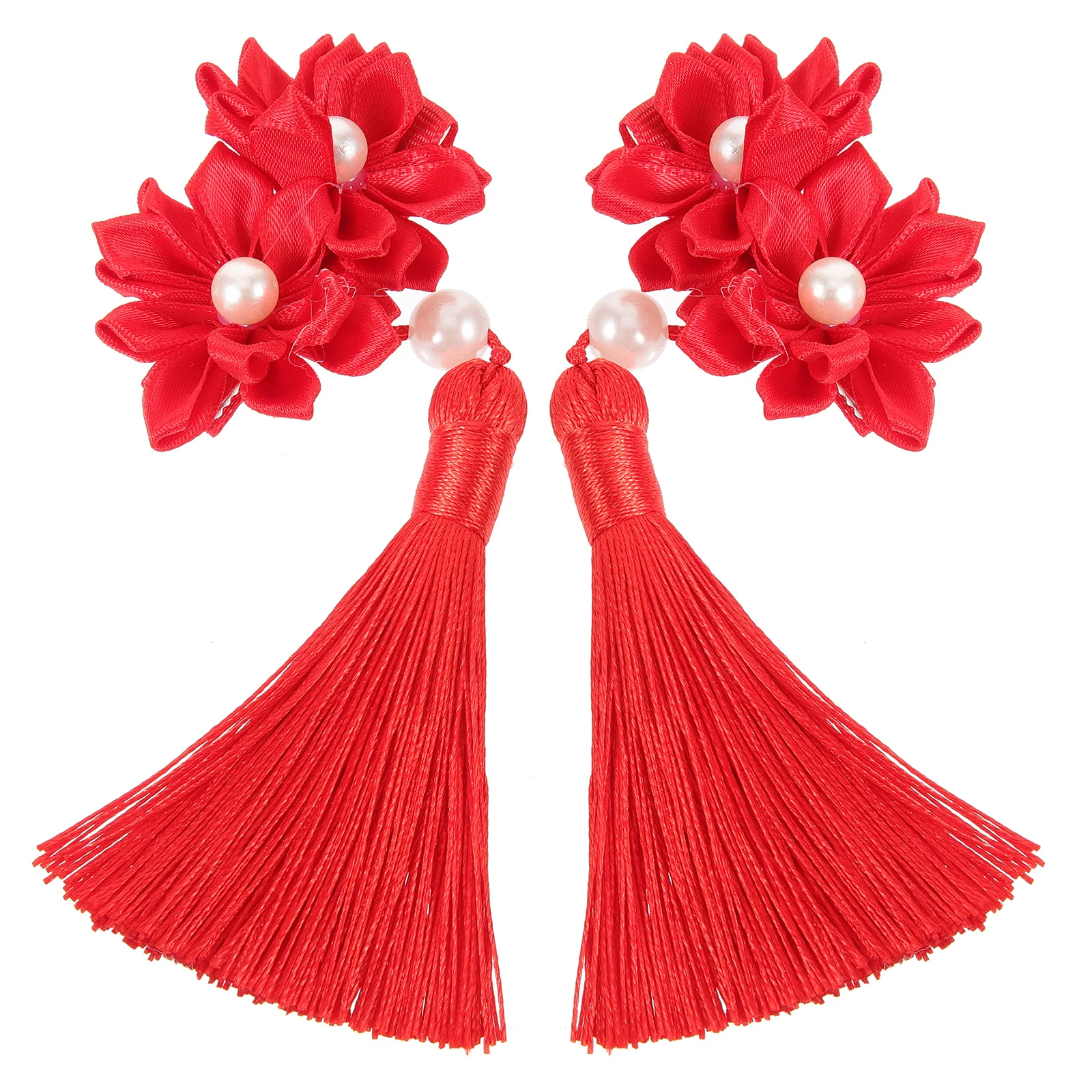 

2pcs Flower Hair Clips Tassel Hairpin For Women Girls Wedding Party Prom Daily Wear Lightweight Hair Accessories Banquet