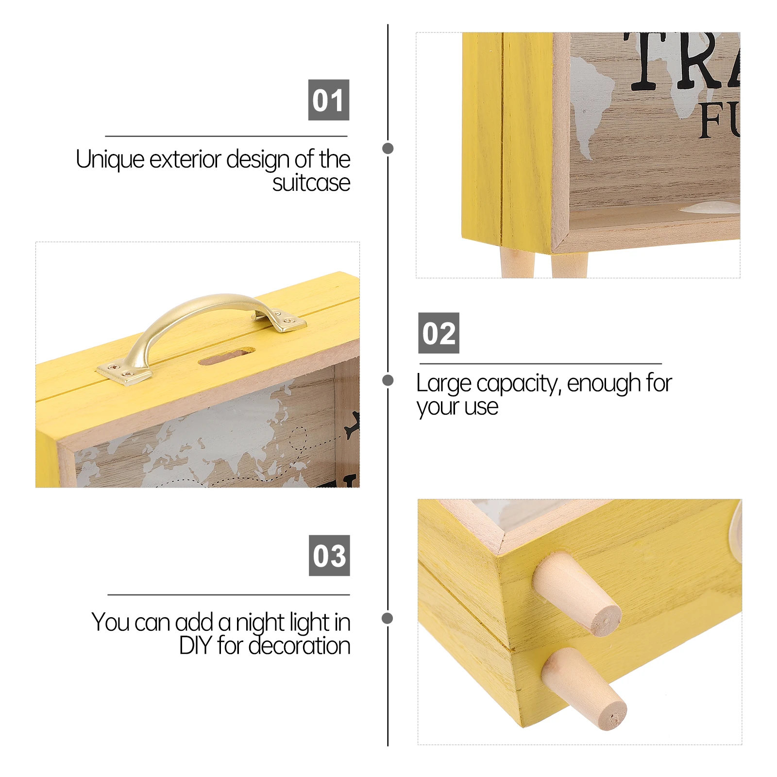 

Wooden Coin Storage Box Desktop ganizer Piggy Bank Home Decor Item Large Capacity Coin Bank Saving Pot Adornment