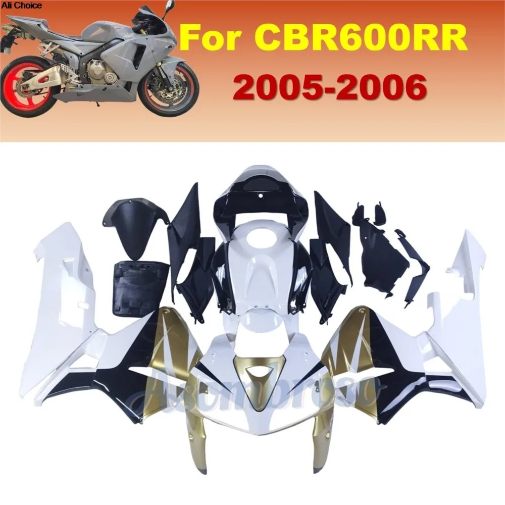 ABS Plastics Fairing Kit Fits CBR600RR PC37 2005 CBR 600R 2006 Black White With Gold Body Housing
