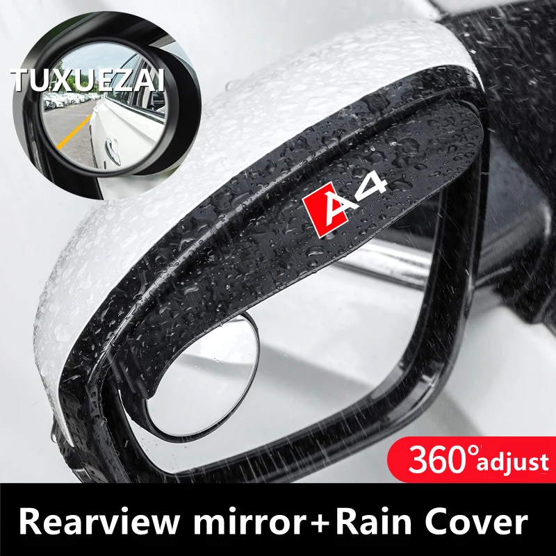 TUXUEZAI For Audi A4  Car Rearview Mirror Rain Eyebrow With Small Round Mirror A Pair Of Thickened Car Rearview Mirror Stickers