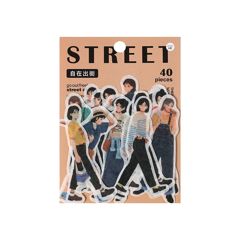 40pcs Street fashion girl series Decorative Stickers Scrapbooking Art Stick Label Diary Album Stationery painting Accessories