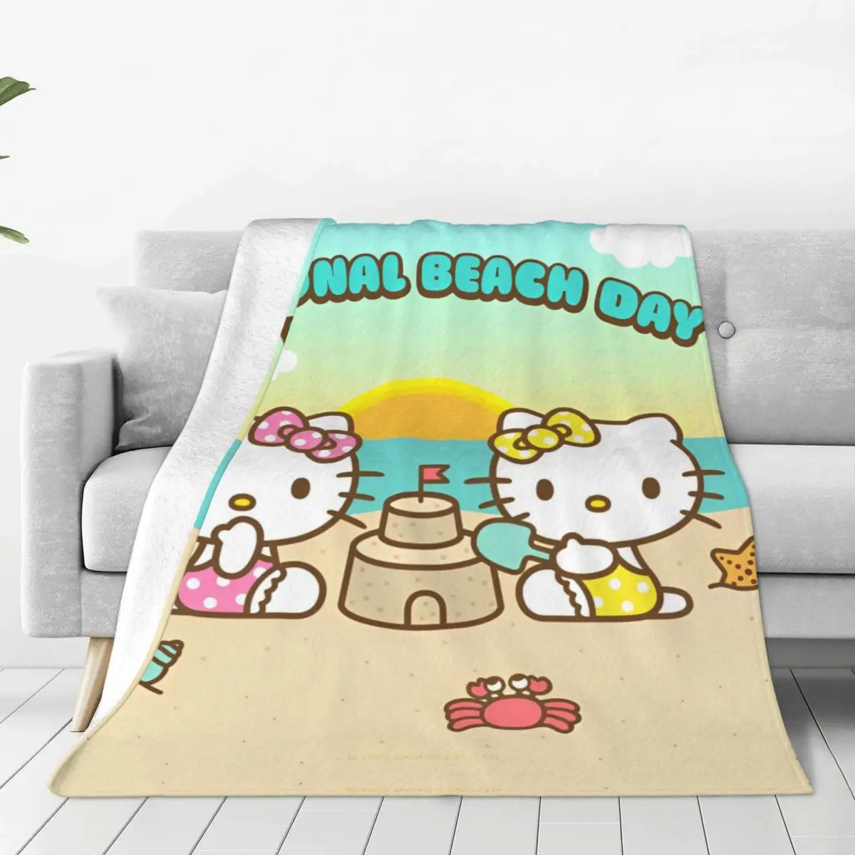 

Super Warm Blanket Airplane Travel Sanrio Hello Kitty Throw Blanket Flannel Bedspread For Couch BedFunny Sofa Bed Cover