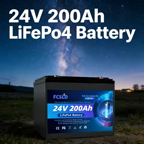 2026 Upgraded 24V 100Ah-200Ah 32700 LiFePO4 Battery with 200A BMS Rechargeable Off-grid Solar Power Storage Battery