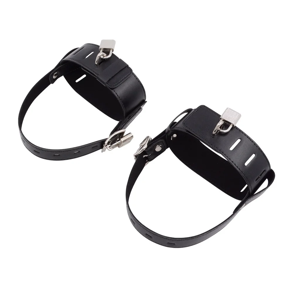 Adult PU Leather Ankle Belts Restraint Cuffs Fixed to High Heel Shoes Straps SM Bondage Sex Products