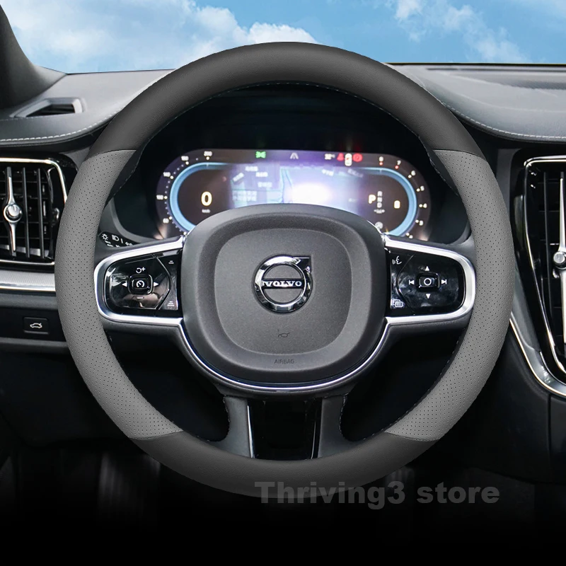 

Leather Car Steering Wheel Cover For Volvo XC60 XC90 XC40 V90 EX40 V60 EC40 EX90 S90 S60 S80 EM90 2025 Auto interior Accessories