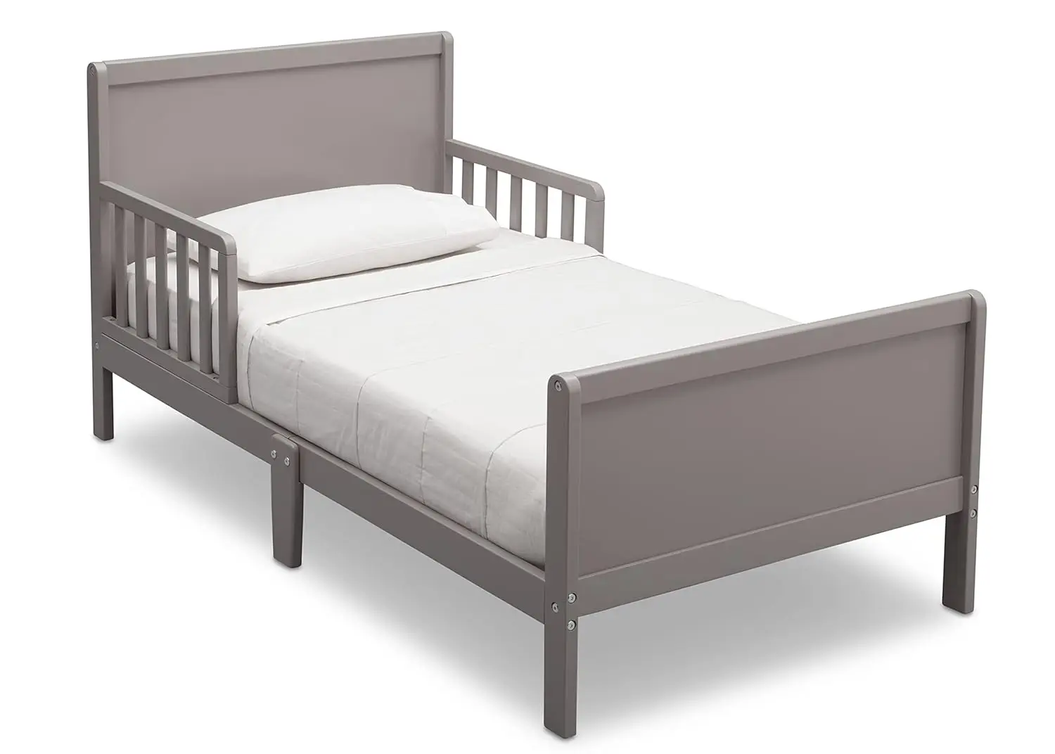 

Greenguard Gold Certified Grey Wood Toddler Bed with Guardrails, Easy Assembly & Safety Tested