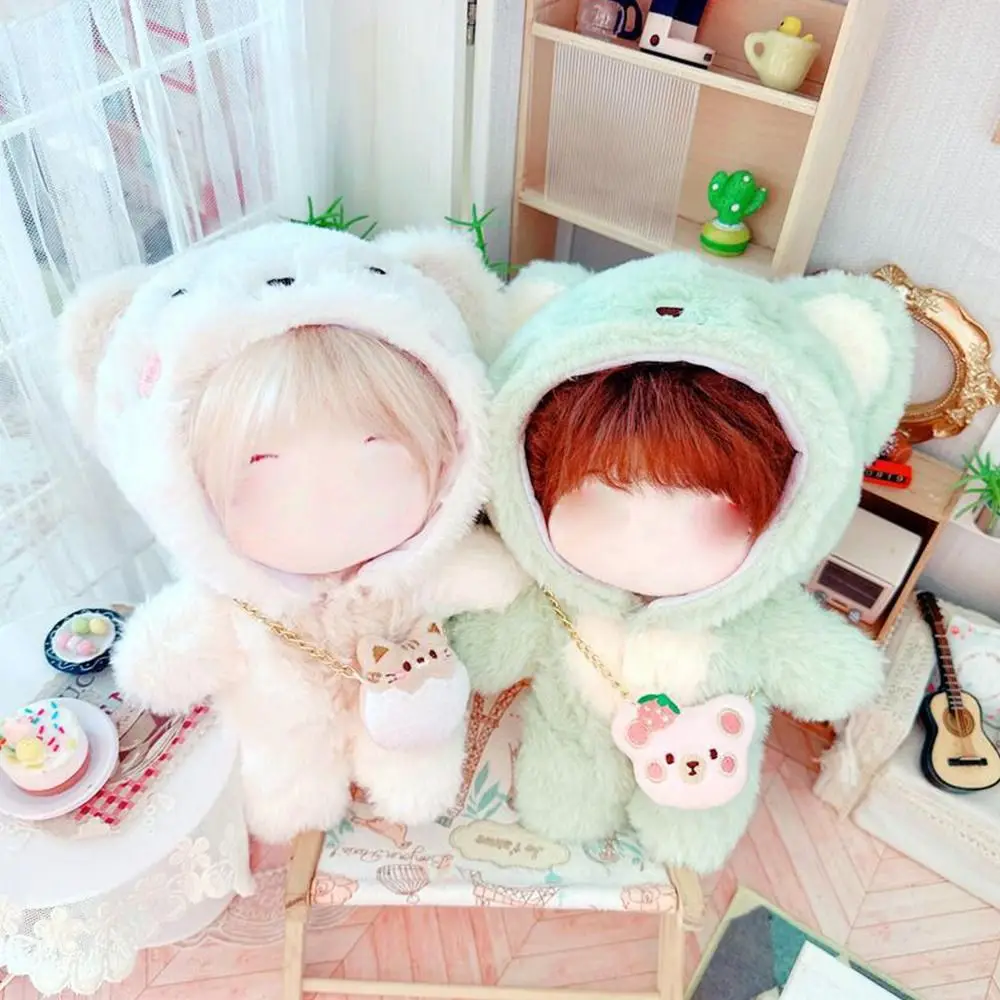 20cm Doll Plush Clothes Cartoon Animal Jumpsuit Dinosaur Rabbit Toys Accessories Changing Dressing Game Cotton Stuffed Hairy