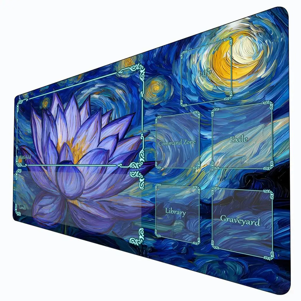 

Игровой коврик MTG с изображением гигантского лотоса и звездного неба, нескользящий, прочный, 35x60 см, для командных игр Magic, коврик для настольных игр TCG