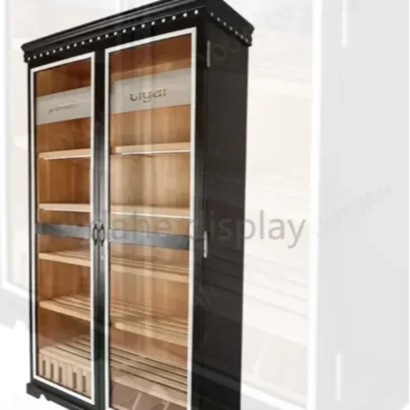 

Customize.Wood Large Spanish Ceder Shelves Wooden Cigar Cabinet Smoke Shop Cigar Humidifier Cabinet