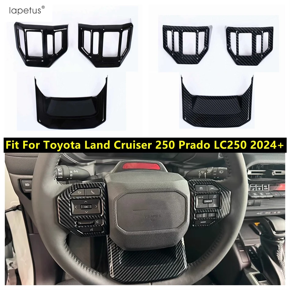 

Steering Wheel Frame Cover Trim For Toyota Land Cruiser 250 Prado LC250 2024 2025 ABS Black / Carbon Fiber Accessories Interio