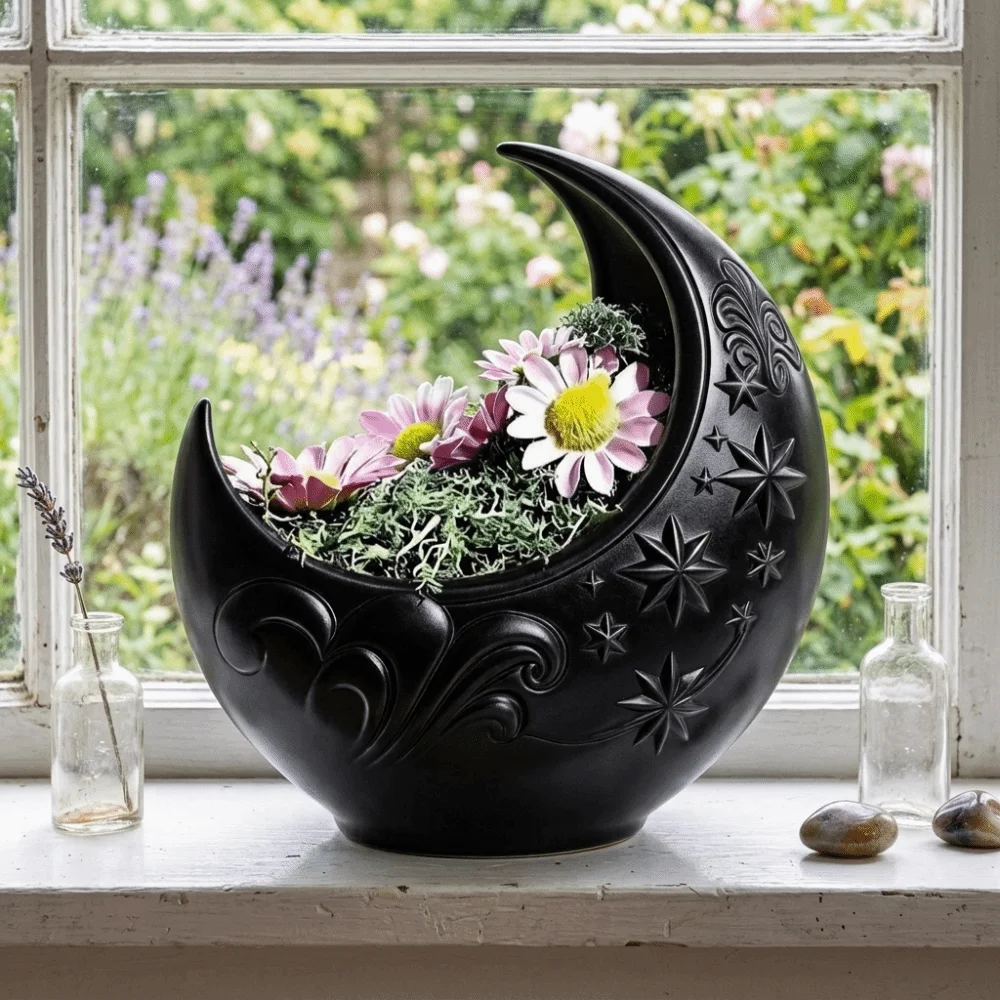 Embossed Star Pattern Crescent Moon Flower Pot 3D Printing Plastic Jewelry Storage Tray Decorative Decorative Dish