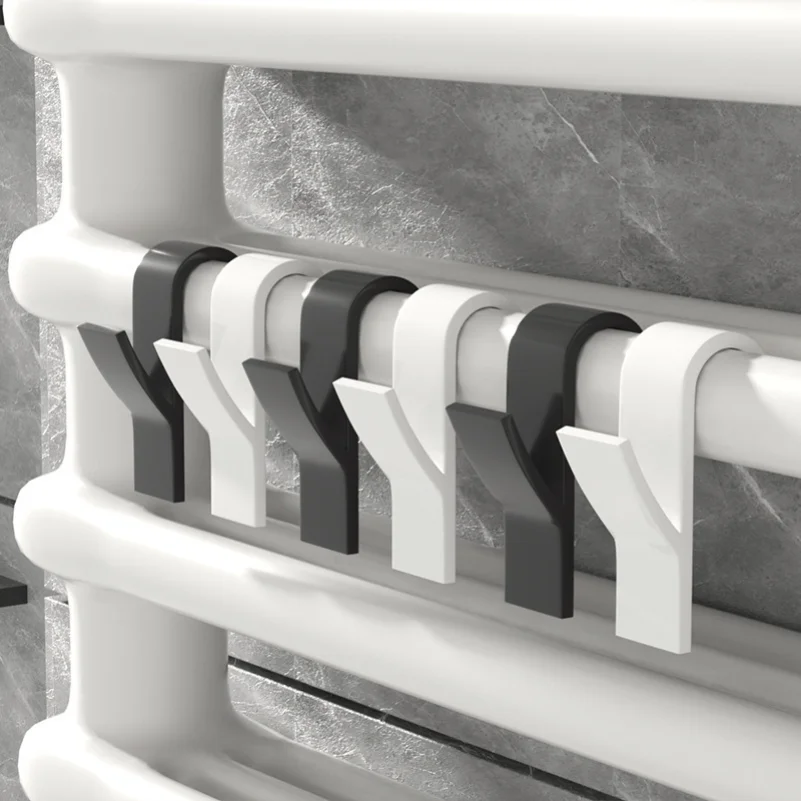Kitchen Bathroom Hanger Clips Storage Racks White Clear Hanger Heated Towel Radiator Rail Clothes Scarf Hanger Hooks Holder