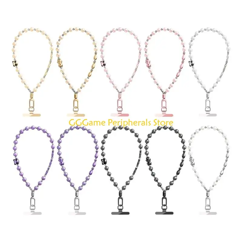 

U55B Metal Phone Tethers with Glossy Beads & Reinforced Not Slip Clip for Smartphones