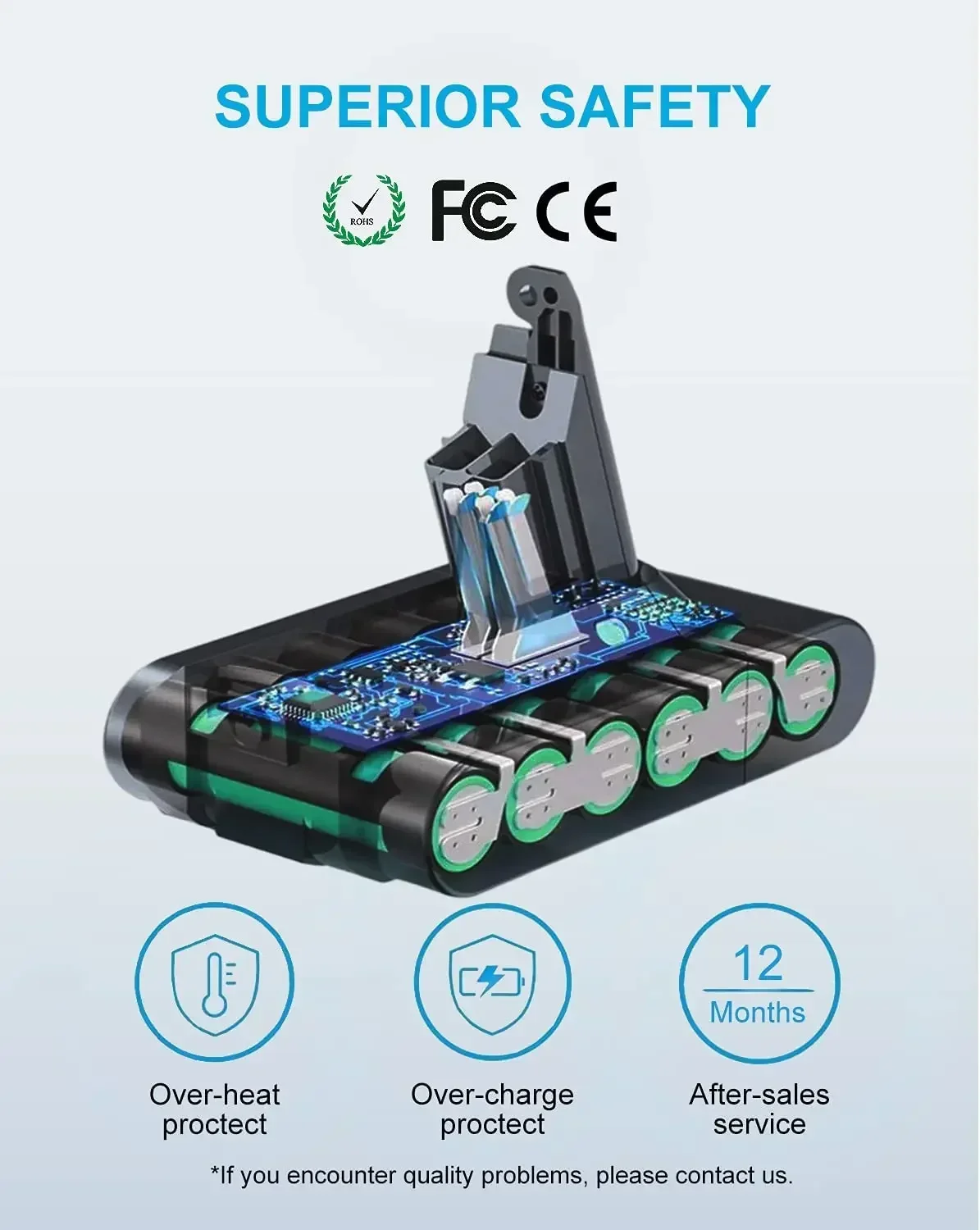 Imagem -02 - Substituição da Bateria do Aspirador de pó 8ah 6ah Adequado para Dyson v6 v7 v8 V10 V11 Dc58 Dc59 Dc61 Dc62 Dc72 Dc74 Sv11 Sv11