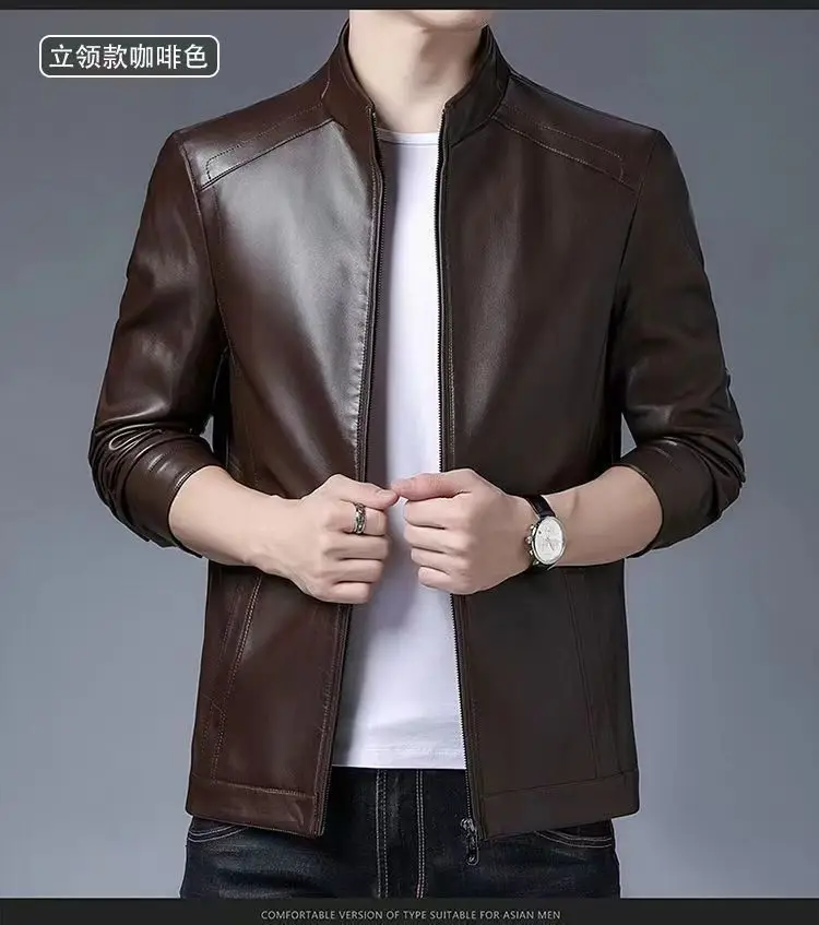 

Motorcycle Jacket Men Windproof Wool Thickened Keep Warm High Street Hip Hop Coat PU Jackets Male Stand Collar Leather Jacket