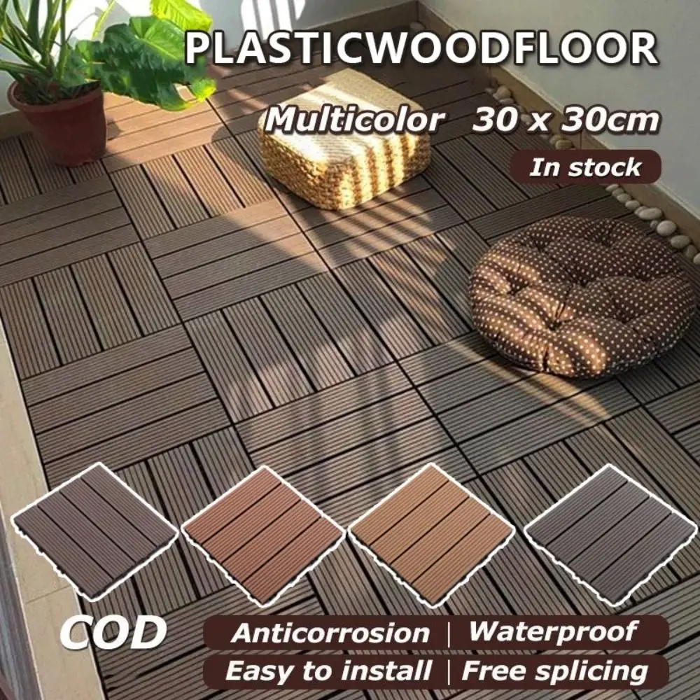 

Новый водонепроницаемый уличный пол из твердой древесины с блокировкой, патио, палубная плитка, установка «сделай сам», самоклеящийся деревянный пол из поликарбоната, балкон