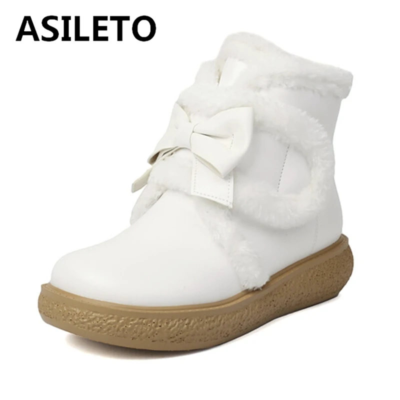 ASILETO Women Ankle Boots Cutout 4cm Heel Flat 2cm Platform Big Size 31 32 33 40 41 42 43 US12 12cm High Party Snow Winter