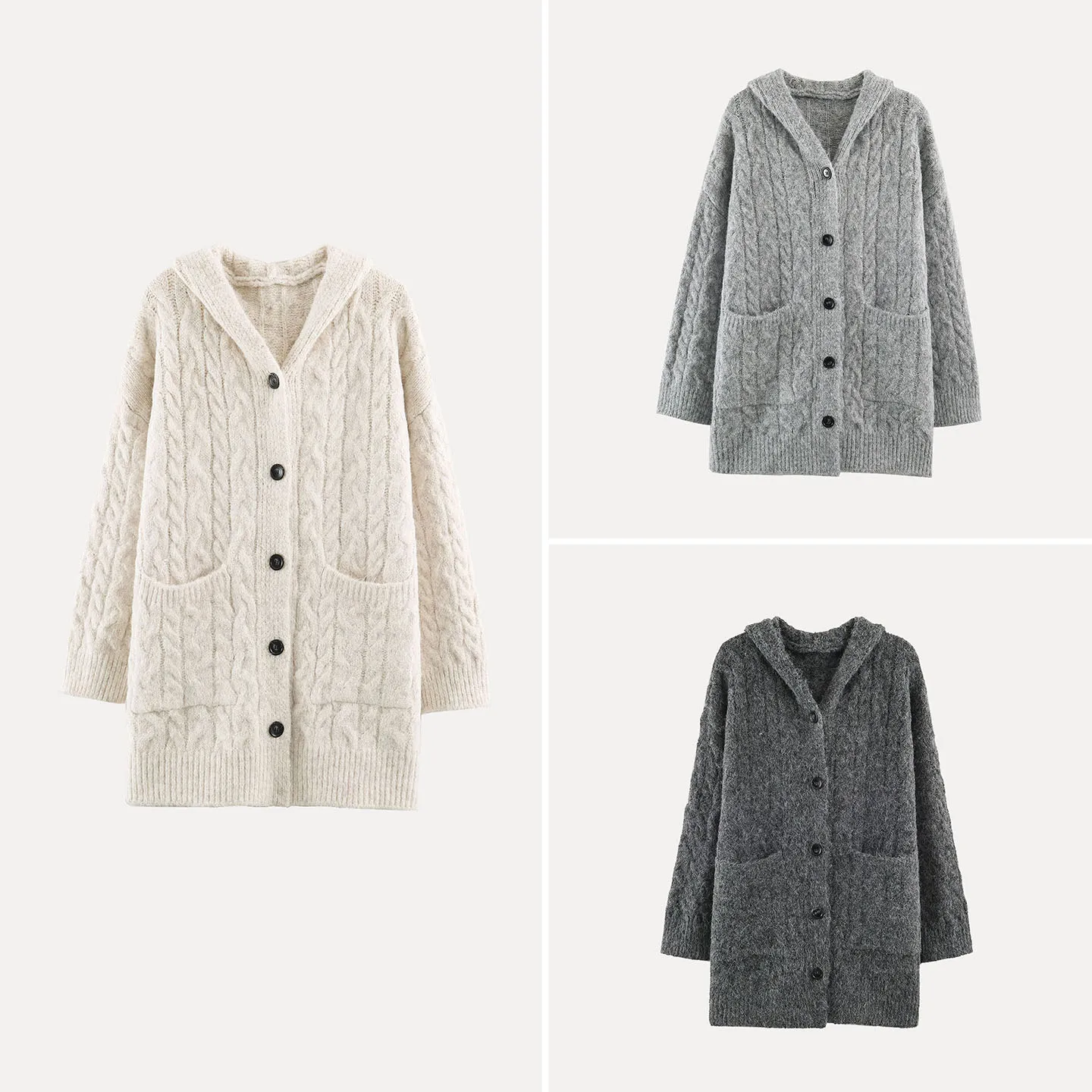 Women's Knitted Hat Sweater Cardigan Medium Length Twist Knob Design Summer New Arrival Fashion Outerwear Zadata Standard Fit