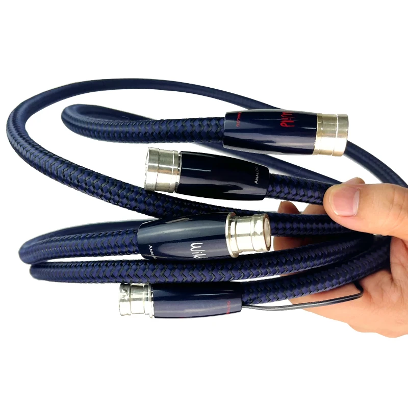 Par de cables equilibrados XLR Wild Blue Yonder, línea de interconexión de Audio HiFi plateada PSS con sistema de disipación de ruido de 72V