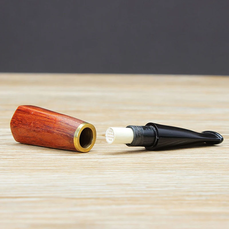 1Pcs Rosewood Cigar Holder Mouthpieces Wood Mouthpiece Tube Extended Mouth Filter Type Mouth