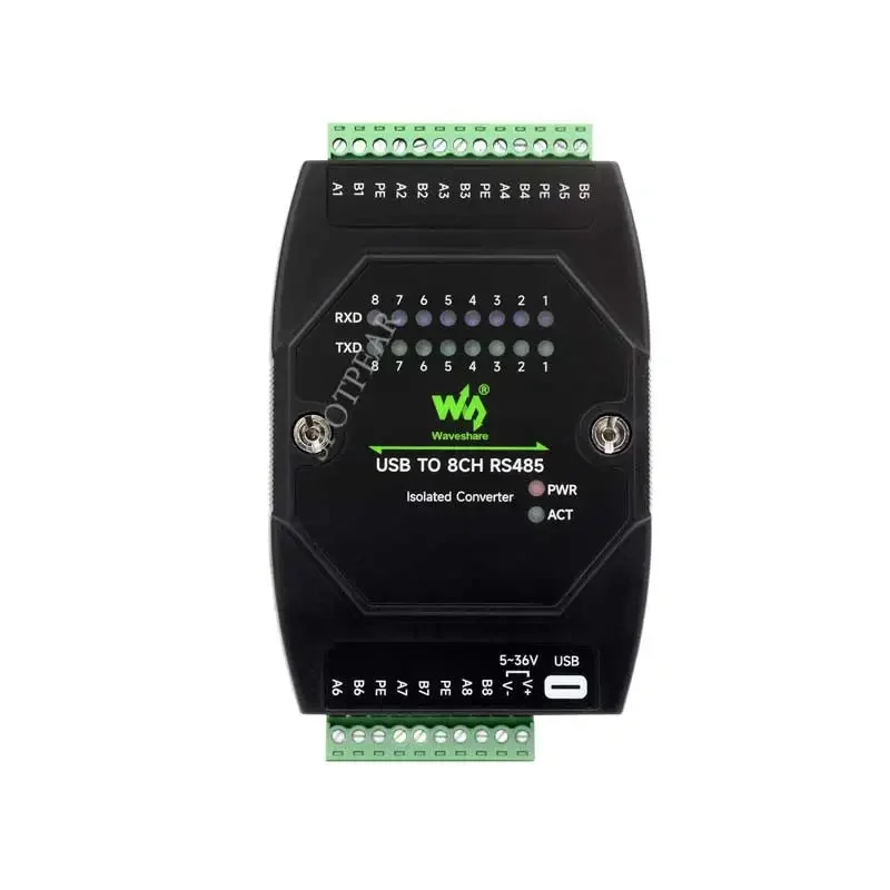 Industrial UART USB TO 8CH RS485 Isolated Converter Stable Multi-OS Compatible For 35mm standard rail and stacked installation