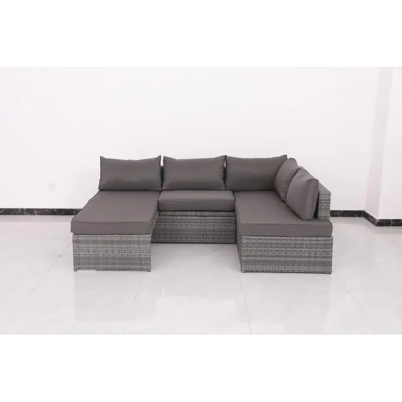 طقم أريكة فناء خارجي مع وسائد للحديقة أو سطح السفينة أو الشرفة