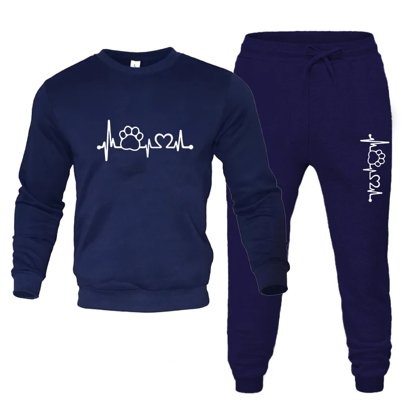 Women's ECG Printing Hoodies Sets 2024 Autumn Fall Fashion Loose Hooded Two Piece Sweatpants Jogger Pants American Sweatsuit