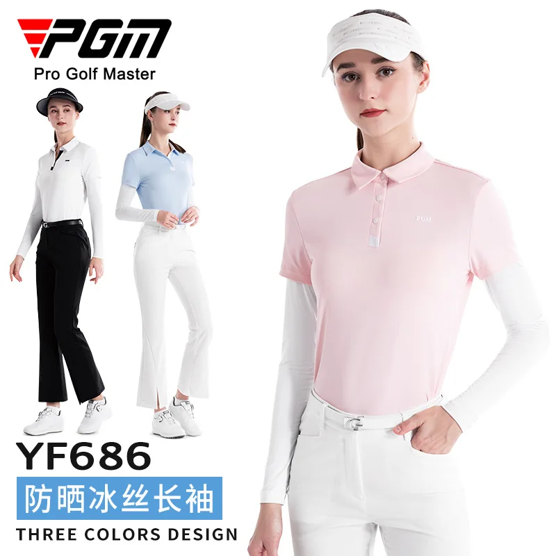 PGM Camiseta de manga larga de seda helada de verano para mujer, camiseta POLO, ropa, camisetas de entrenamiento de Golf