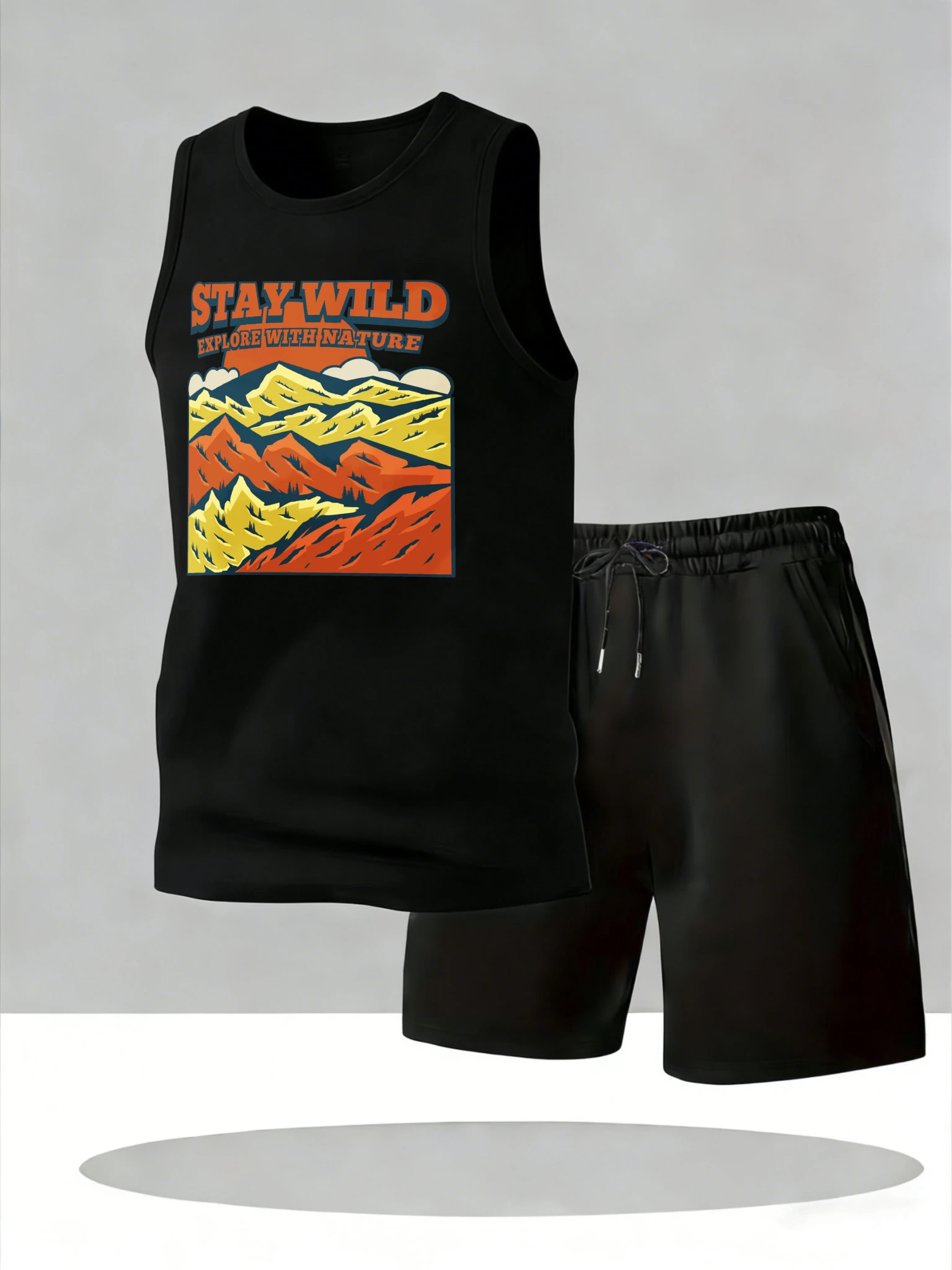 

Men's Tank Top Sets 2026 Summer Quick drying crewneck Breathable beach sweat suit sports running men's chandals oversize