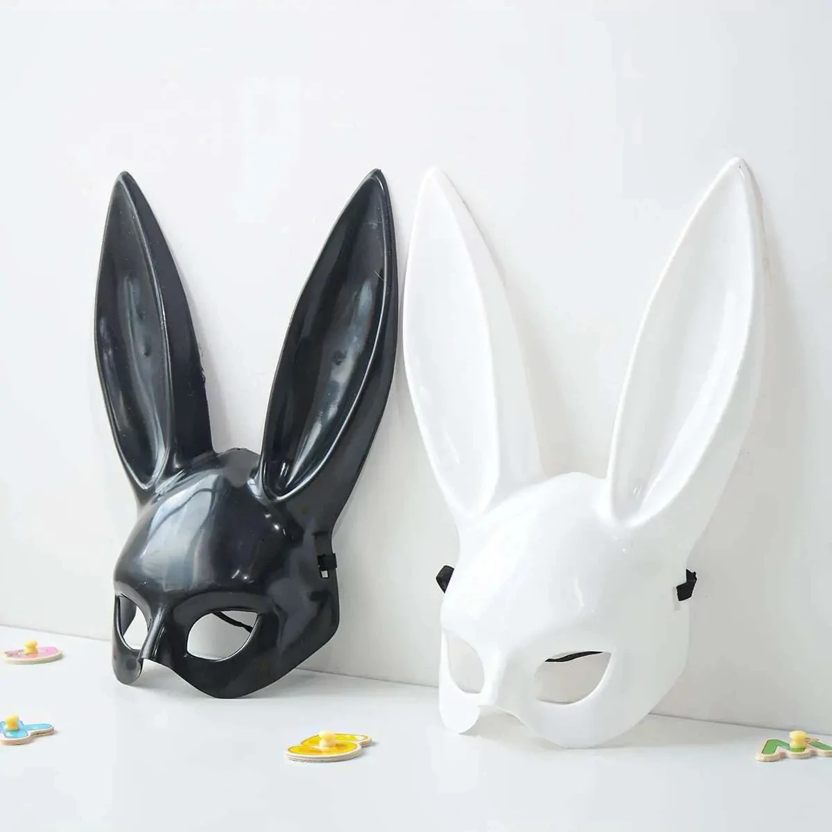 

Black White Rabbit Mask Halloween Party Decoration Party Long Ears Rabbit Bunny Mask Costume Cosplay