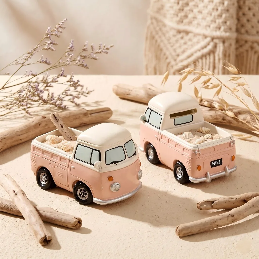 กระถางต้นไม้รูปรถมินิบัสสีชมพู - Echeveria Succulent บทวิจารณ์และราคา