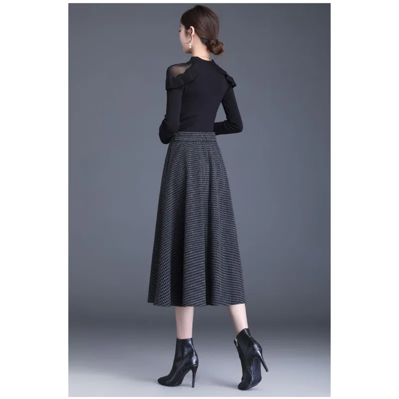 Woolen Skirt Women's Autumn Winter New High-waisted A-line Skirt Slimming Mid-length Crotch-covering Umbrella Skirt