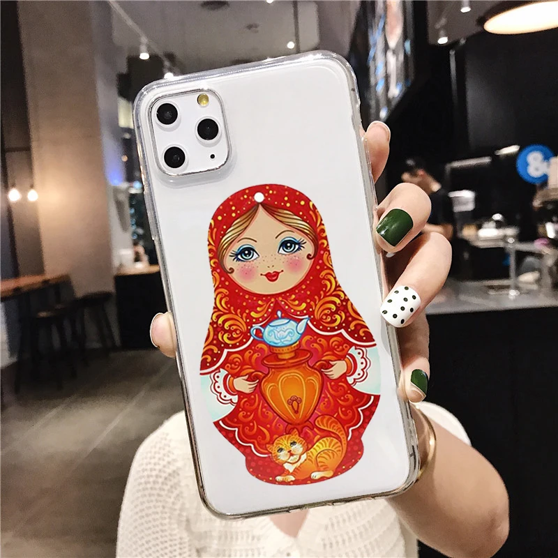 Cute Russian Dolls Matryoshka DIY Phone Cover For iPhone 11 12 13 14 15 16 Pro Max X XR XSMax 15 16 Plus Soft Silicone TPU Case