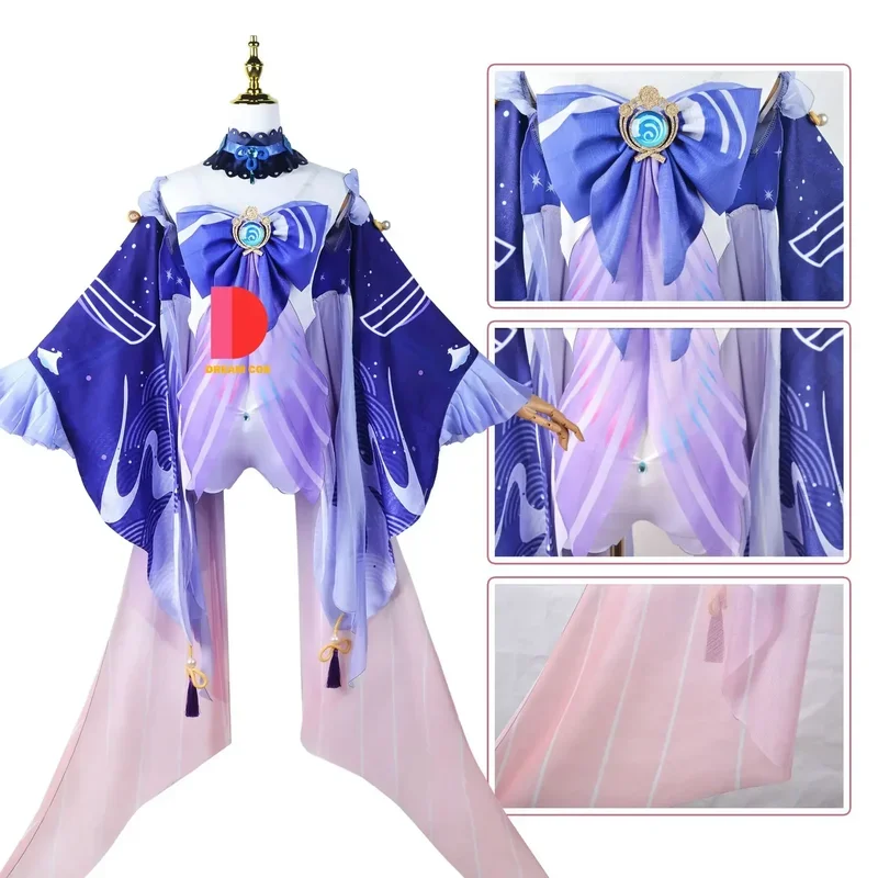 Genshin Impact Sangonomiya Kokomi Cosplay Costume Pearl of Wisdom Dress Wig Full Set Comic Con Halloween Outfit with Accesso@0Z*