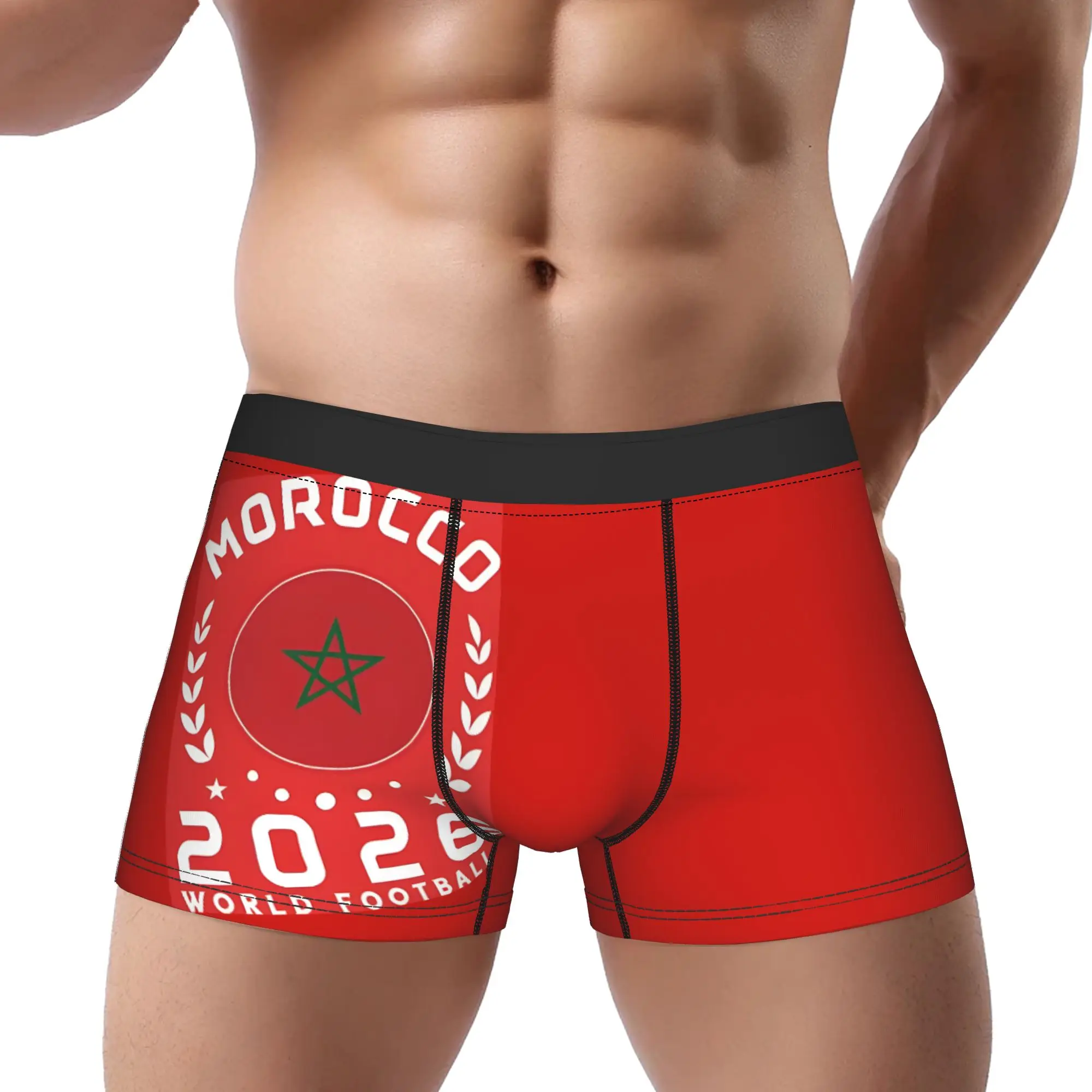 

Сексуальные трусы для мужчин World Soccer 2026 Morocco Football Fan, мужские трусы с принтом, шорты-боксеры