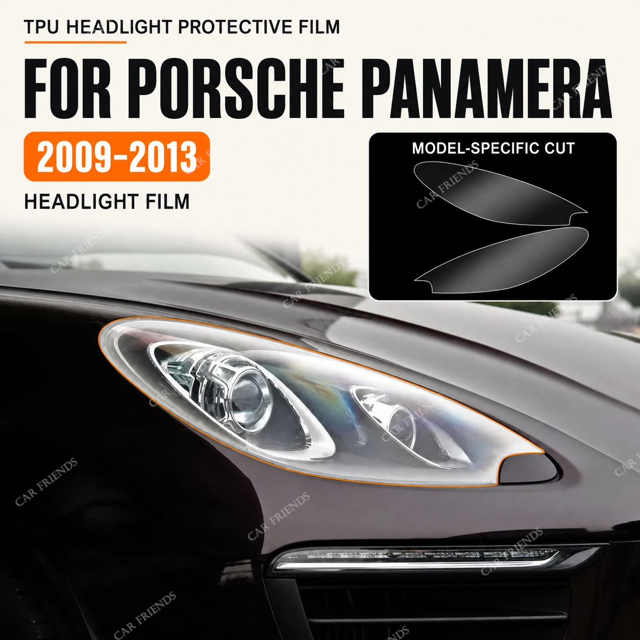 2pcs Custom Fit TPU Headlight Protective Film for Porsche Macan 2014-2020 Clear