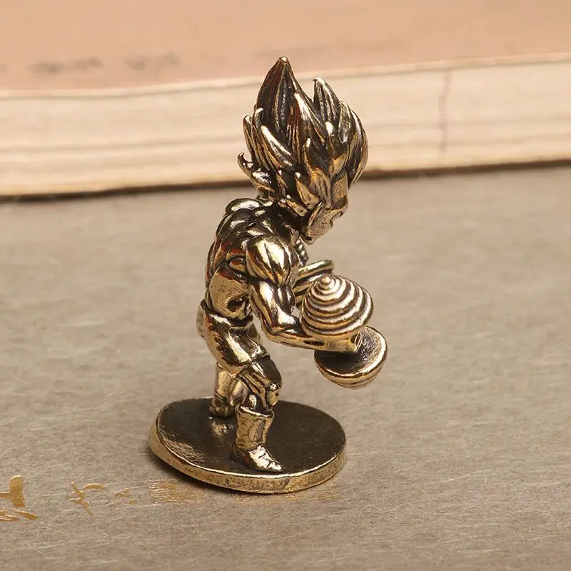 5cm Dragon Ball figure Super Saiyan Vegeta fitness dumbbell brass ornament cartoon anime character landscape model decoration view 5