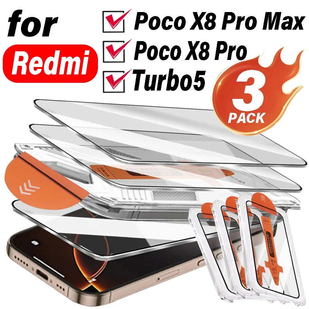 

Набор из 1-3 штук: Защитные стекла для Redmi Turbo с легкой установкой и комплектом для автоматического удаления пыли для Redmi Poco X8 Pro Max