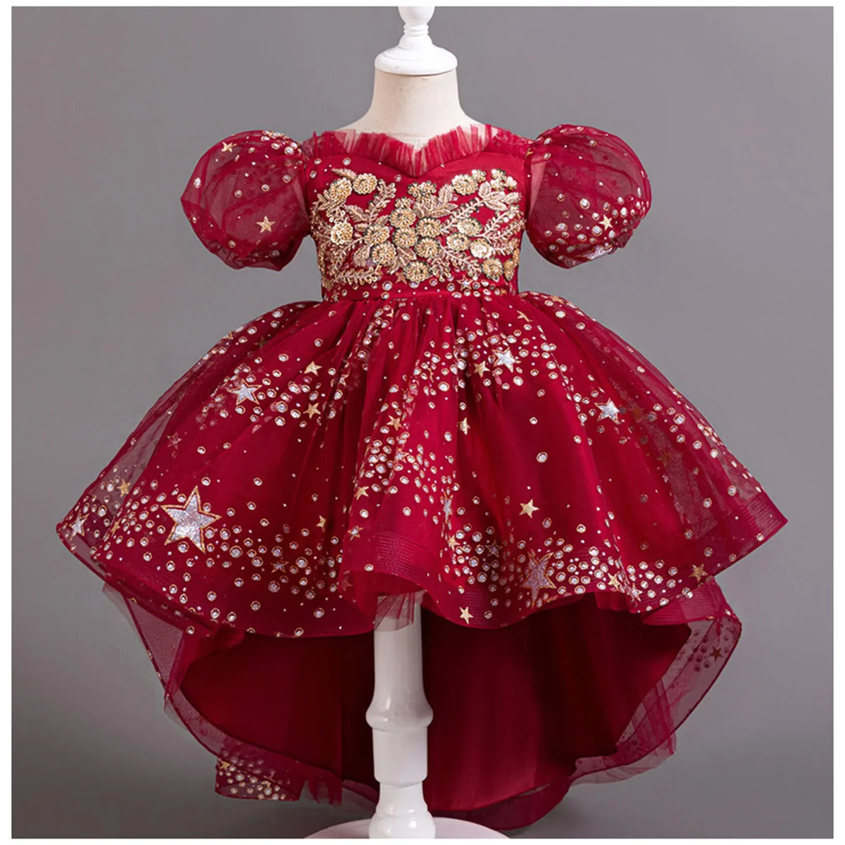 

AmyStylish 3-12 Years Little Girls Ruffled High-Low Birthday Party Graduation Ceremony Pageant Festival Holiday Dress