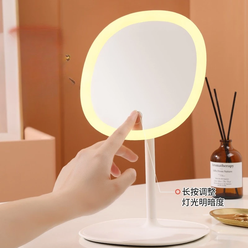 Espejos decorativos para dormitorio y oficina, espejos De mesa minimalistas ovalados De pie, tocador De plástico para el hogar, Miroir De Maquillage MH