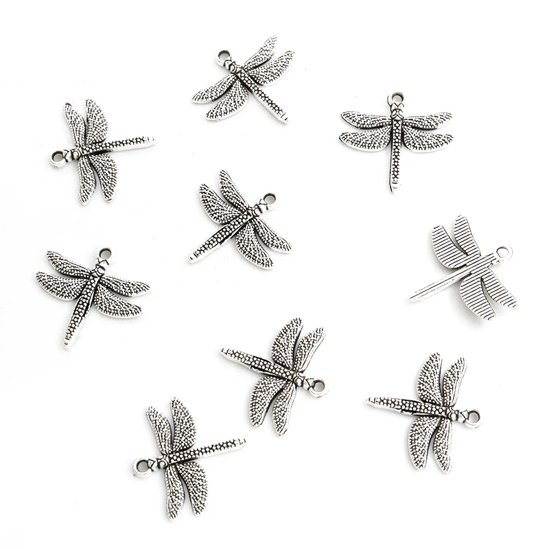 Vintage Dragonfly Design Alloy Charms 30pcs DIY Men Women Trinkets Crafts Accessories Necklace Bracelet Earrings Insect Pendants