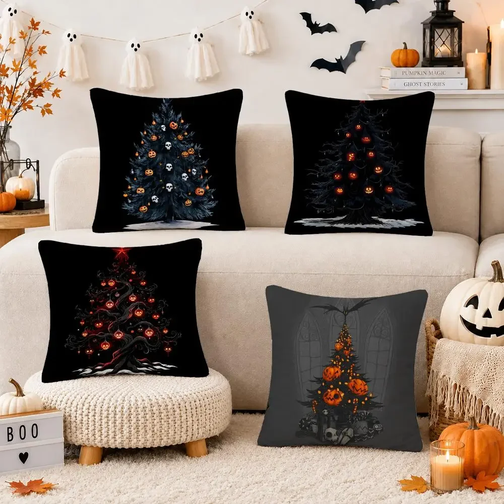 Christmas The Twisted Skull Tree Cushion Cover Throw Pillow Covers Decor Cushion Covers for Sofa Living Room Halloween Gift