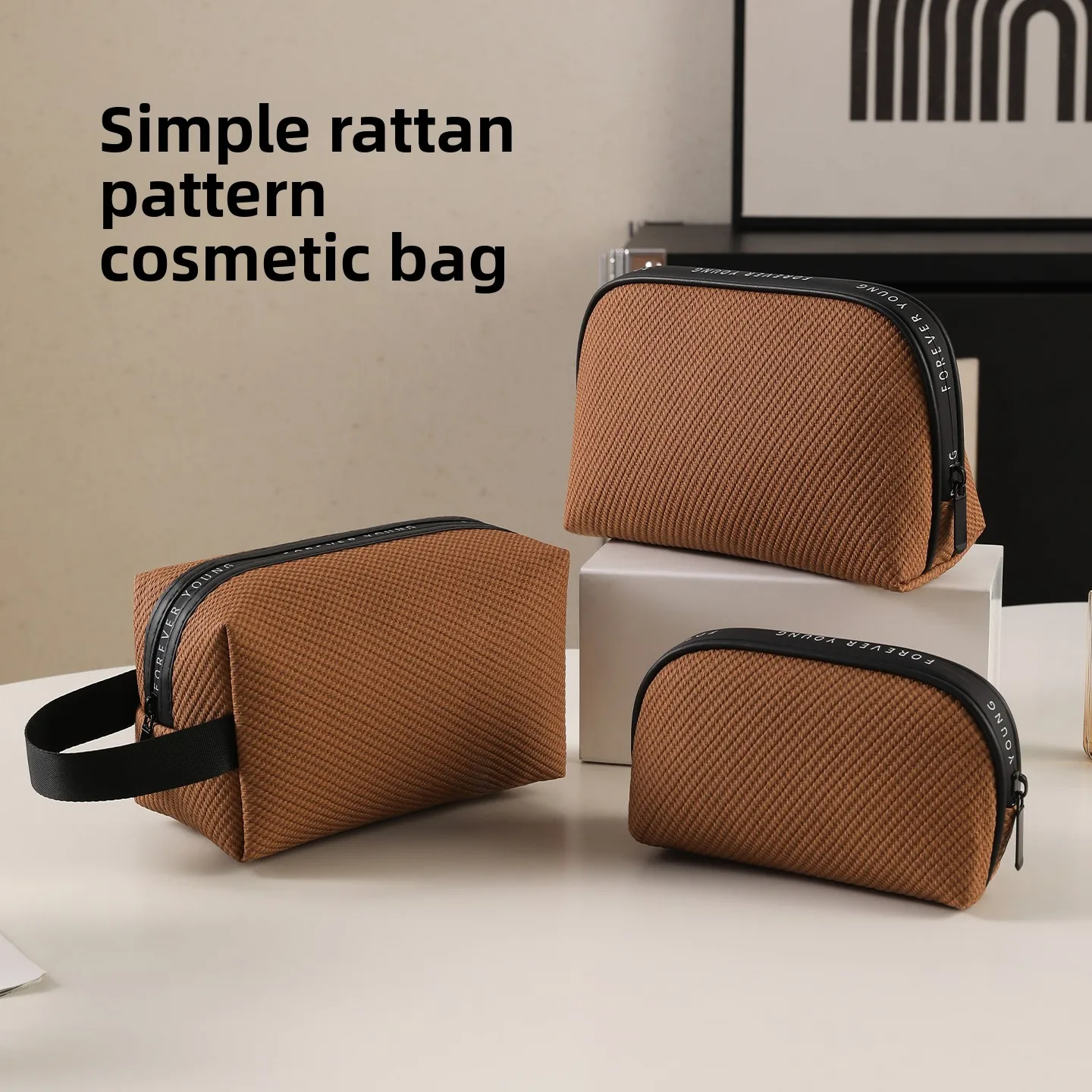 

Портативная дорожная сумка UZDA с узором в стиле пэчворк, мужская, простой дизайн, водонепроницаемая, круглая, с застежкой-молнией, косметичка