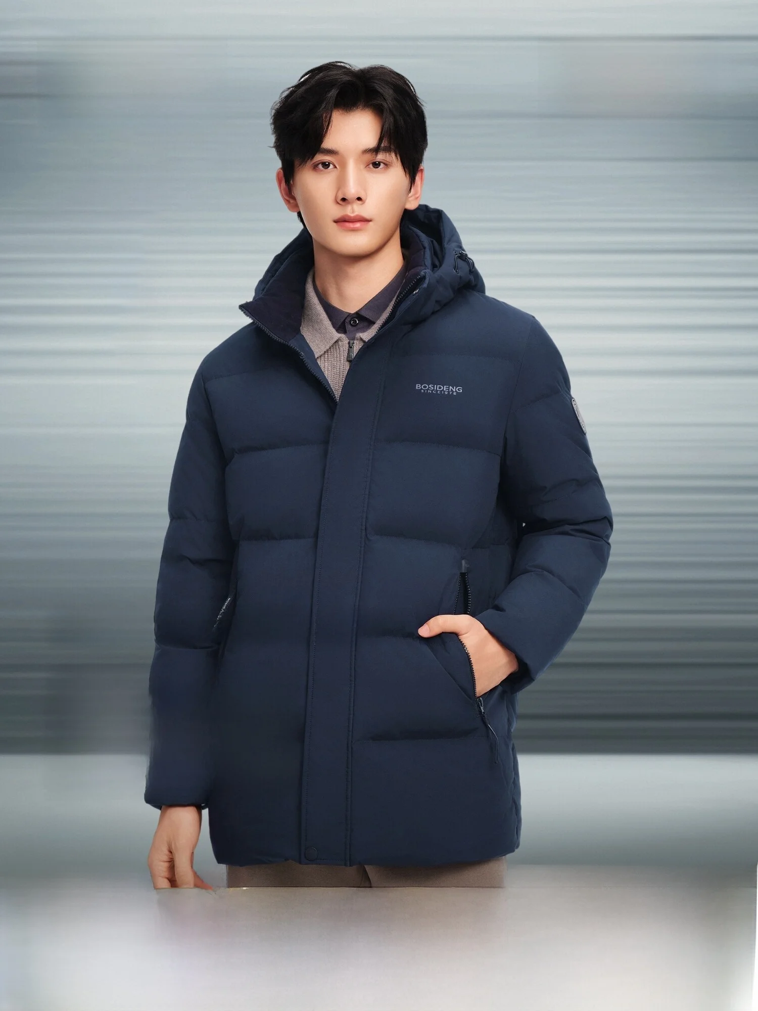 

Bosideng New Men's down Jacket Thickened 90 Duck down Removable Cap Anti-Cold Windproof Polyester Fiber Modern Style Outerwear